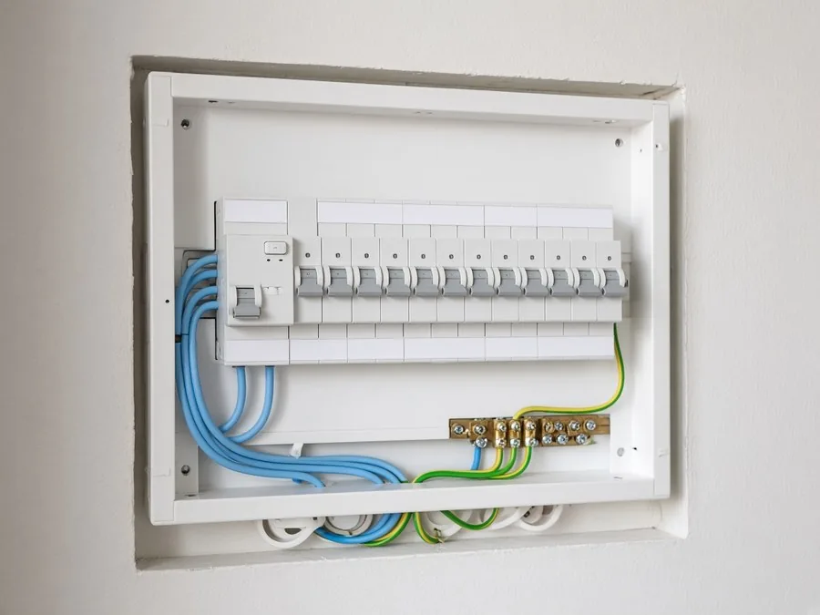 Quadro residencial modernizado com disjuntores DIN e DR